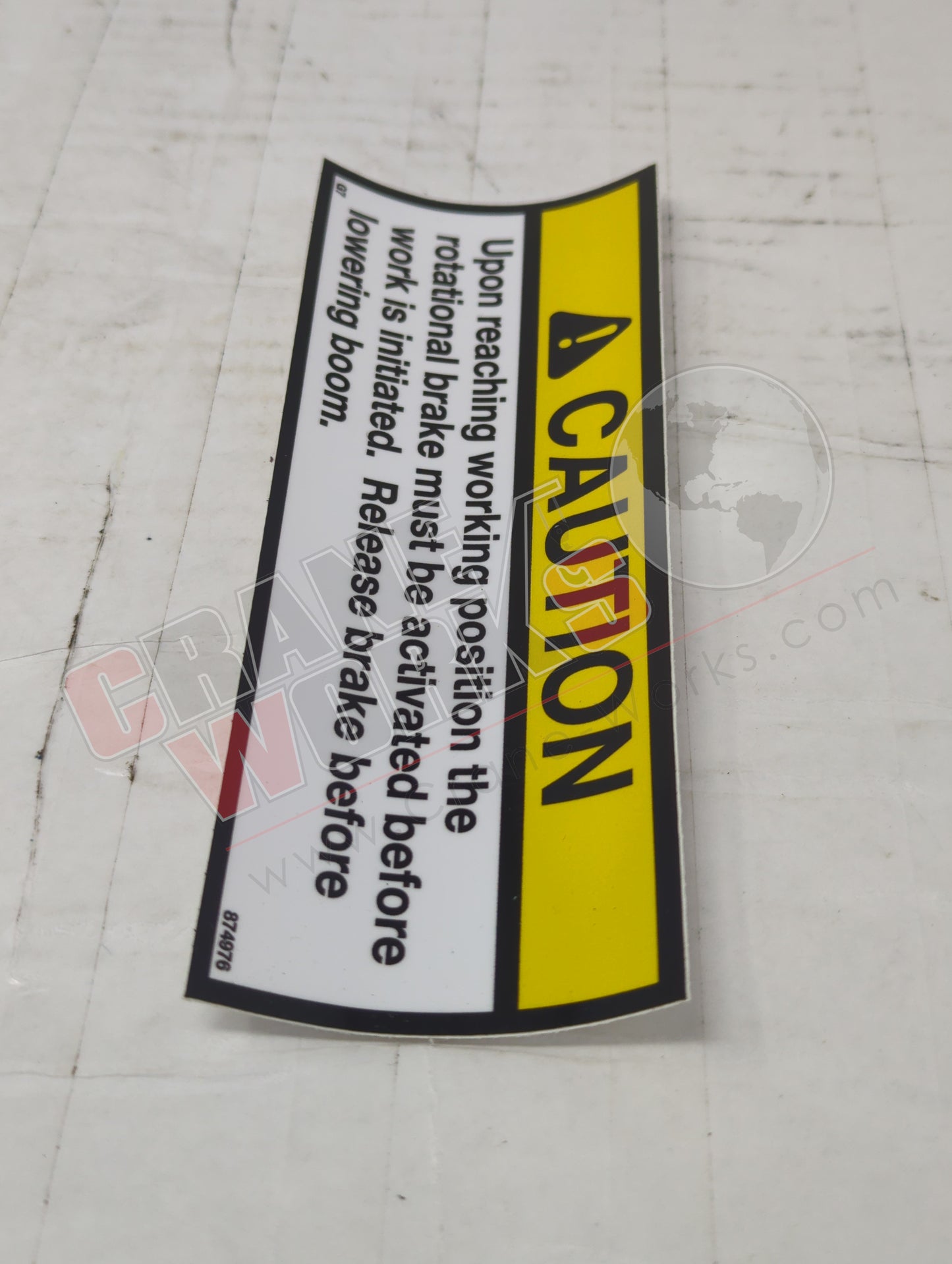 874976 | New Decal - Caution Rot Brake