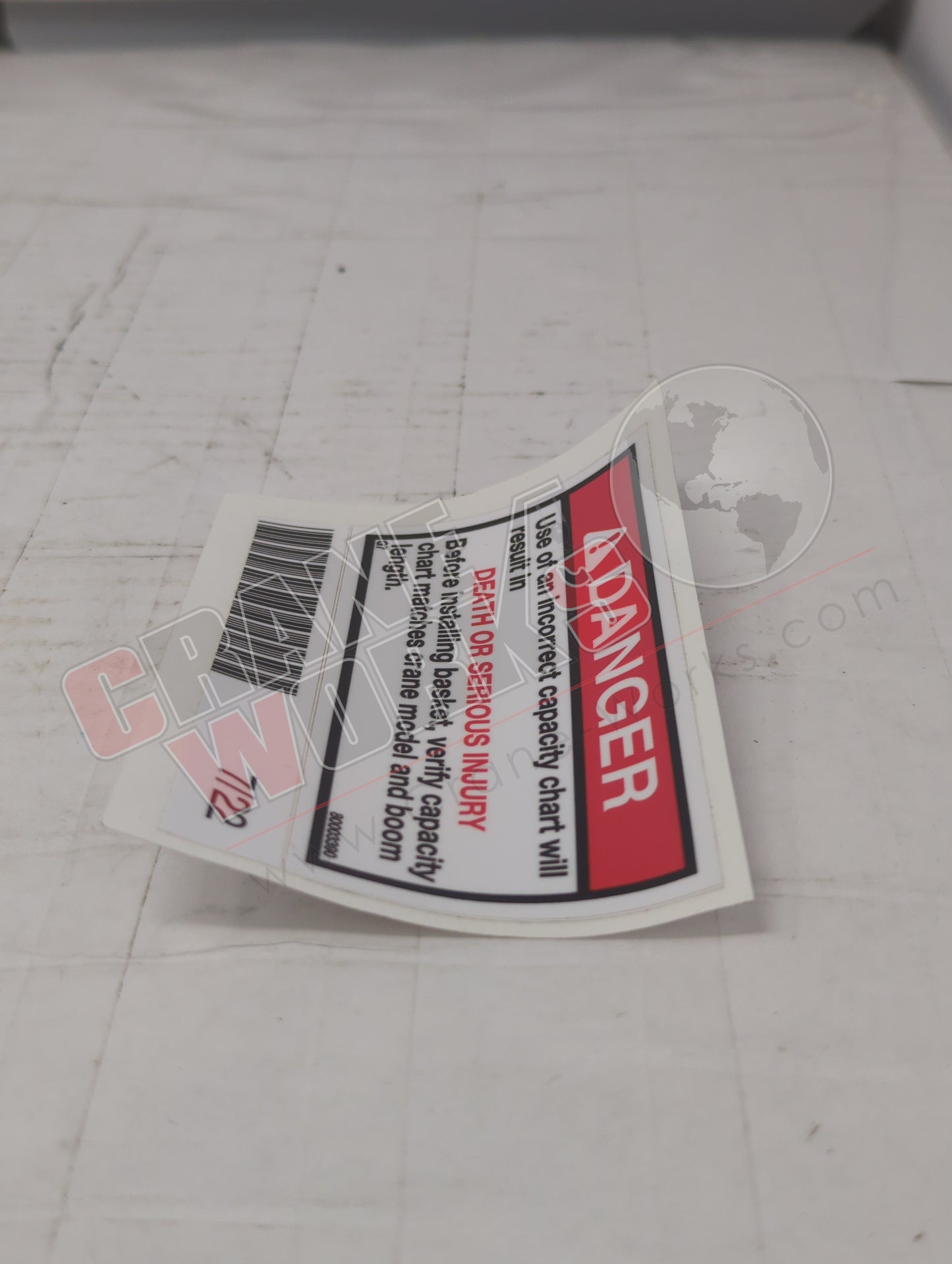 80003390 | New Decal - Danger Wrong Cap Chart