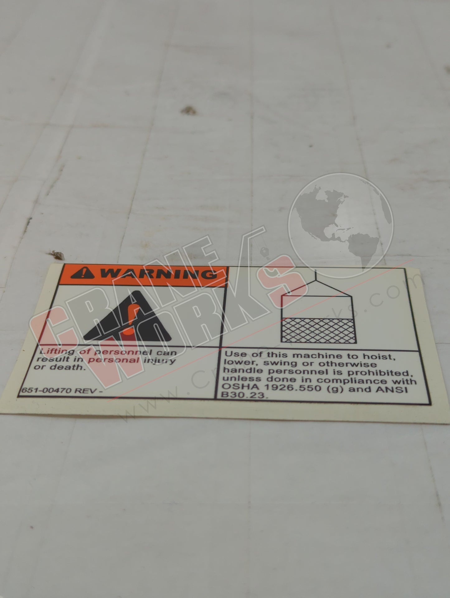 651-00470 | New Placard Personnel Lifting