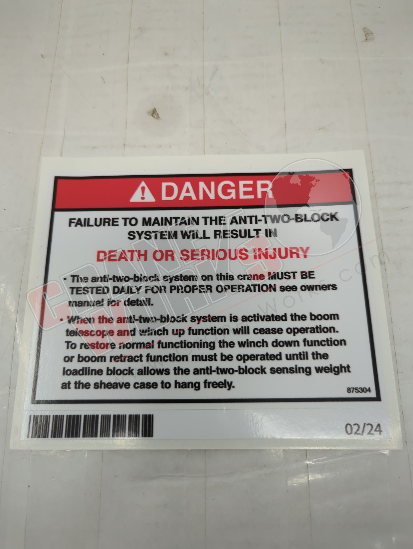 875304 | New Decal, Failure To Maintain A2B