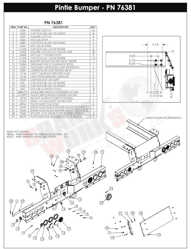 Picture of 76381 NEW PINTLE HITCH BUMPER KIT, 90K