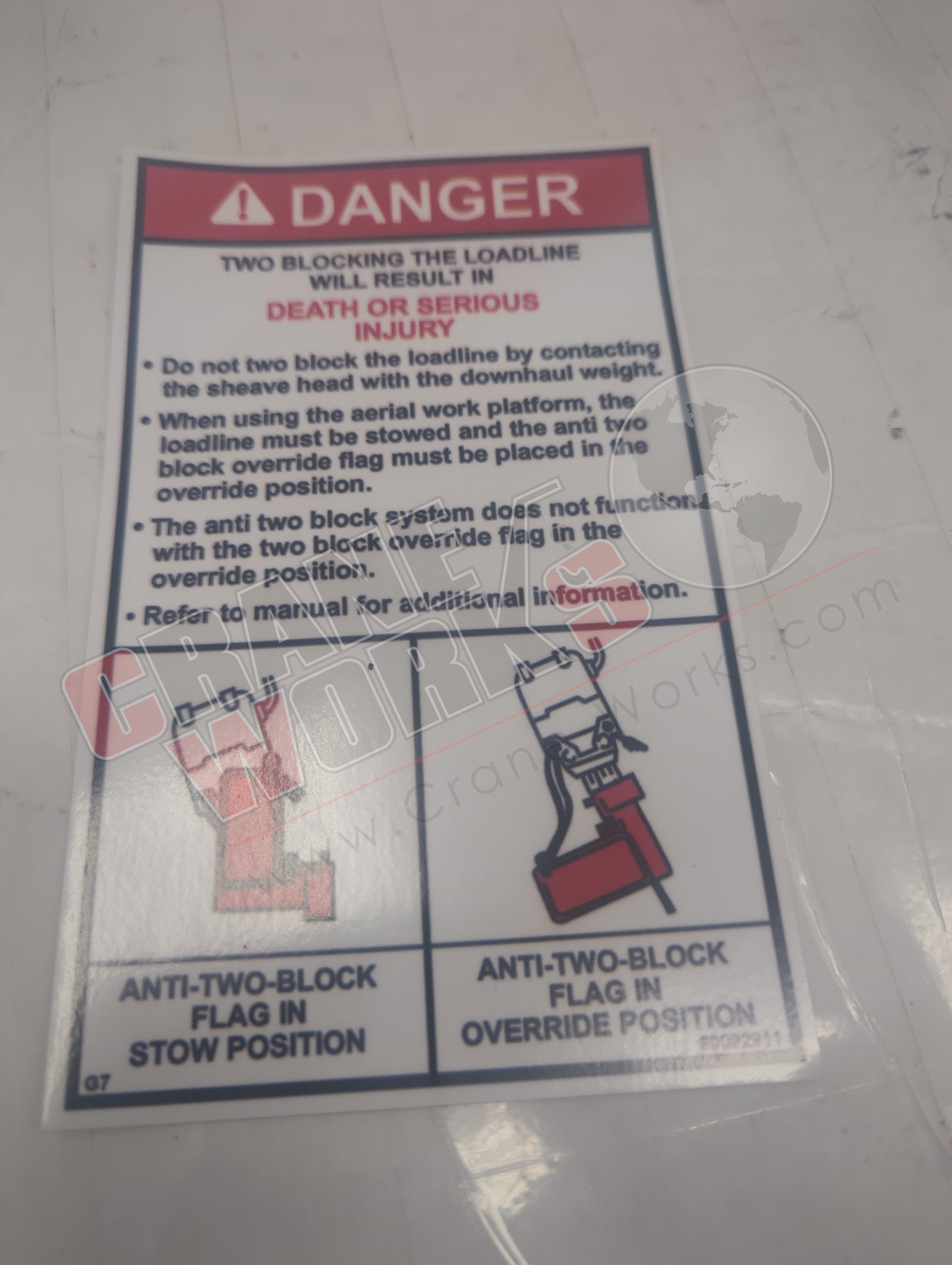 80092911 | New Decal-Danger-A2B Override Hazard