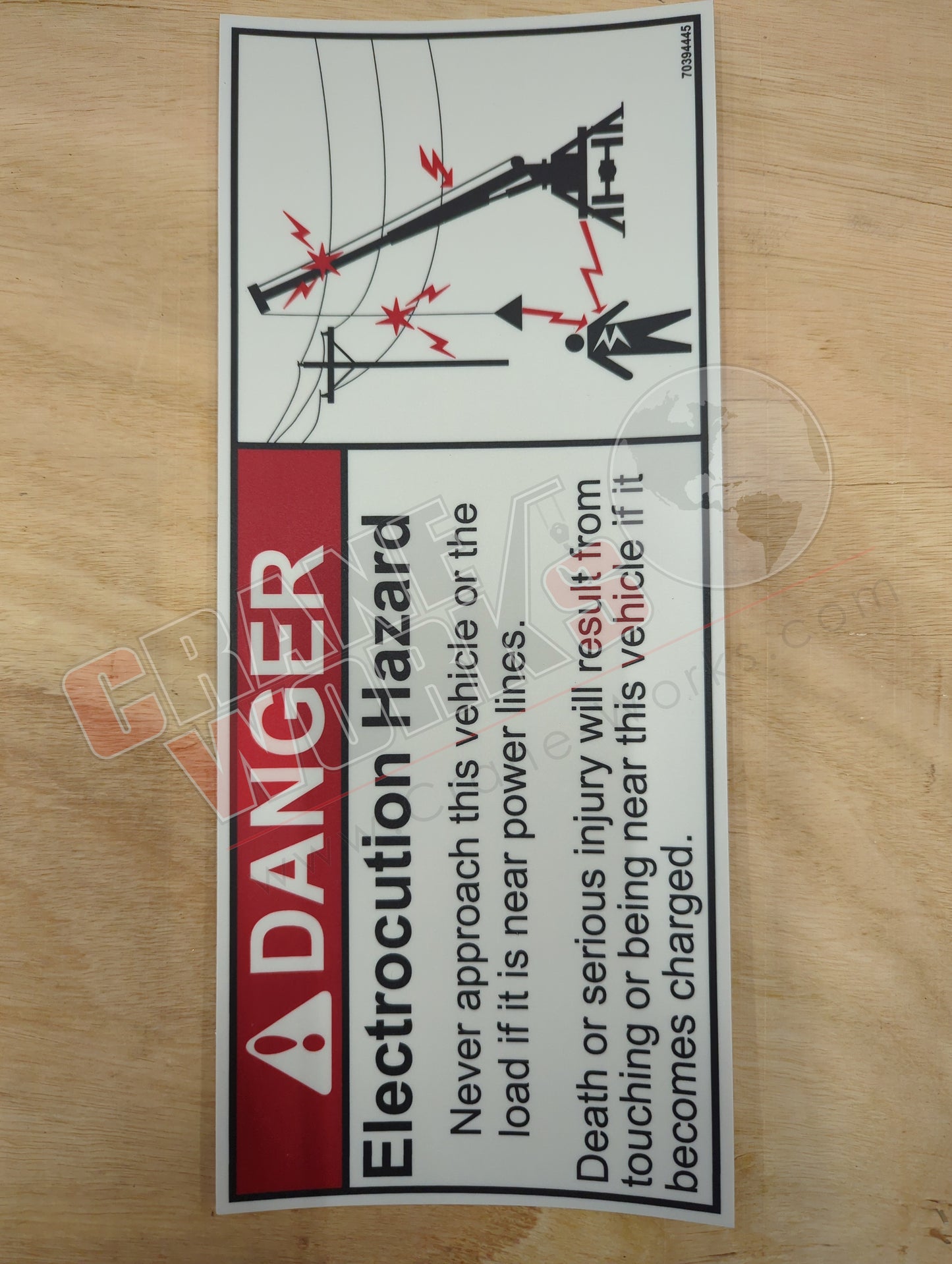 70394445 | New Decal - Danger Elec Hzd Lg Tele