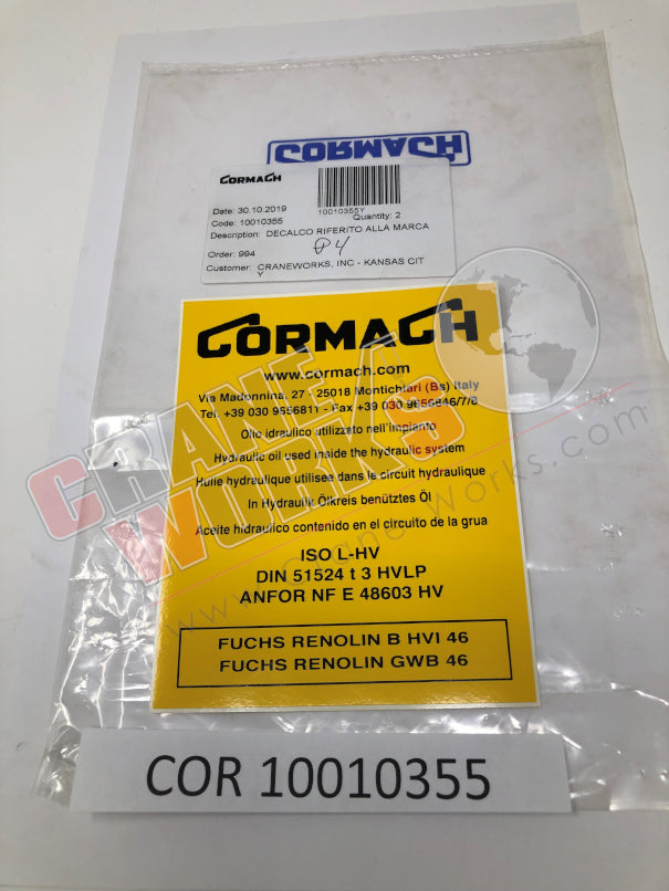 Picture of COR 10010355 NEW DECAL P04