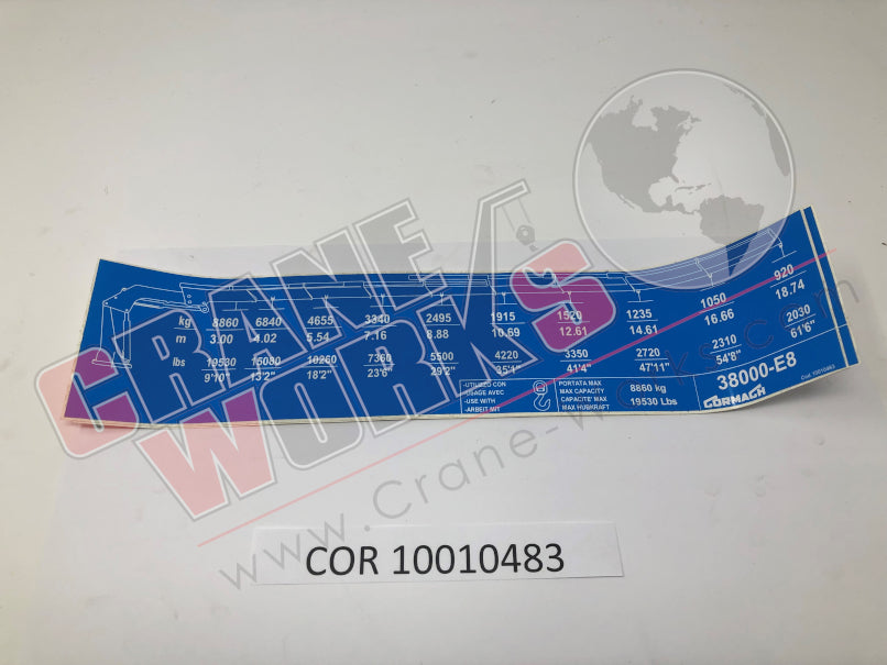 Picture of COR 10010483 NEW PLATE/STICKER 38000 E8 P04