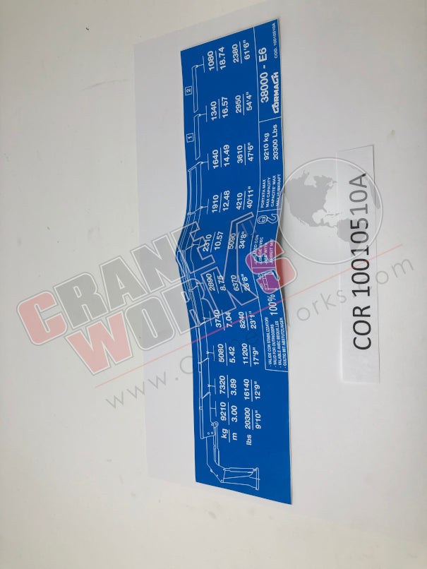 Picture of COR 10010510A NEW PLATE/STICKER P03