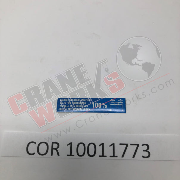 Picture of COR 10011773 NEW PLATE/STICKER 38000E5