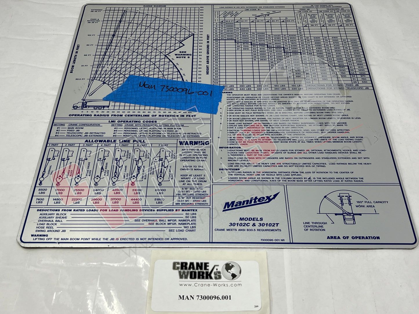 Picture of 7300096.001, LOAD CHART 30102C