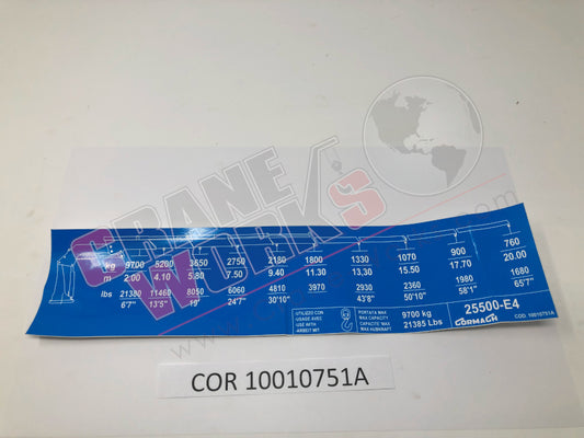 Picture of a new Cormach load chart adhesive decal.