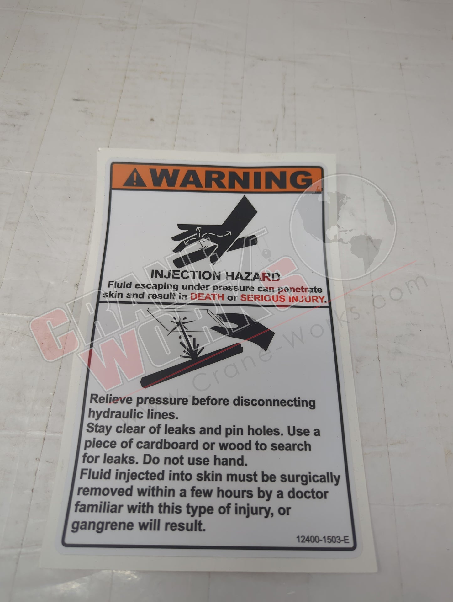 12400-1503 | New Decal, Skin Injection Hazard