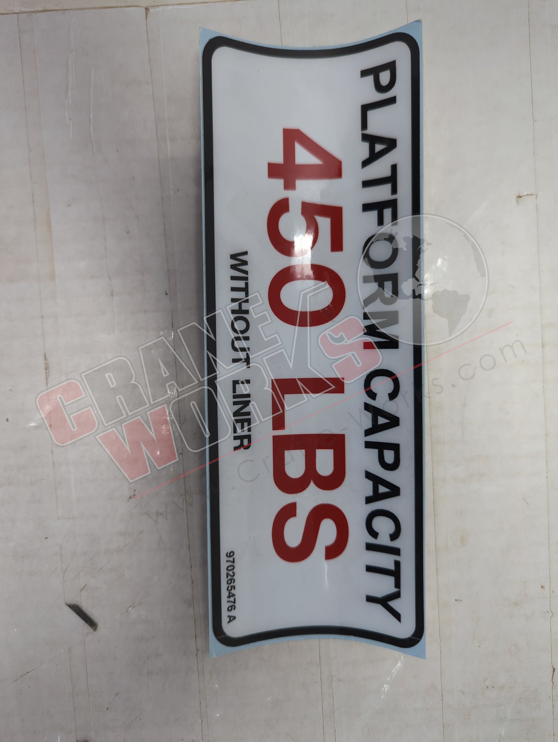 Picture of 970265476, a  New Placard 450Lbs Wo/Liner **See Comments*, angle 2.