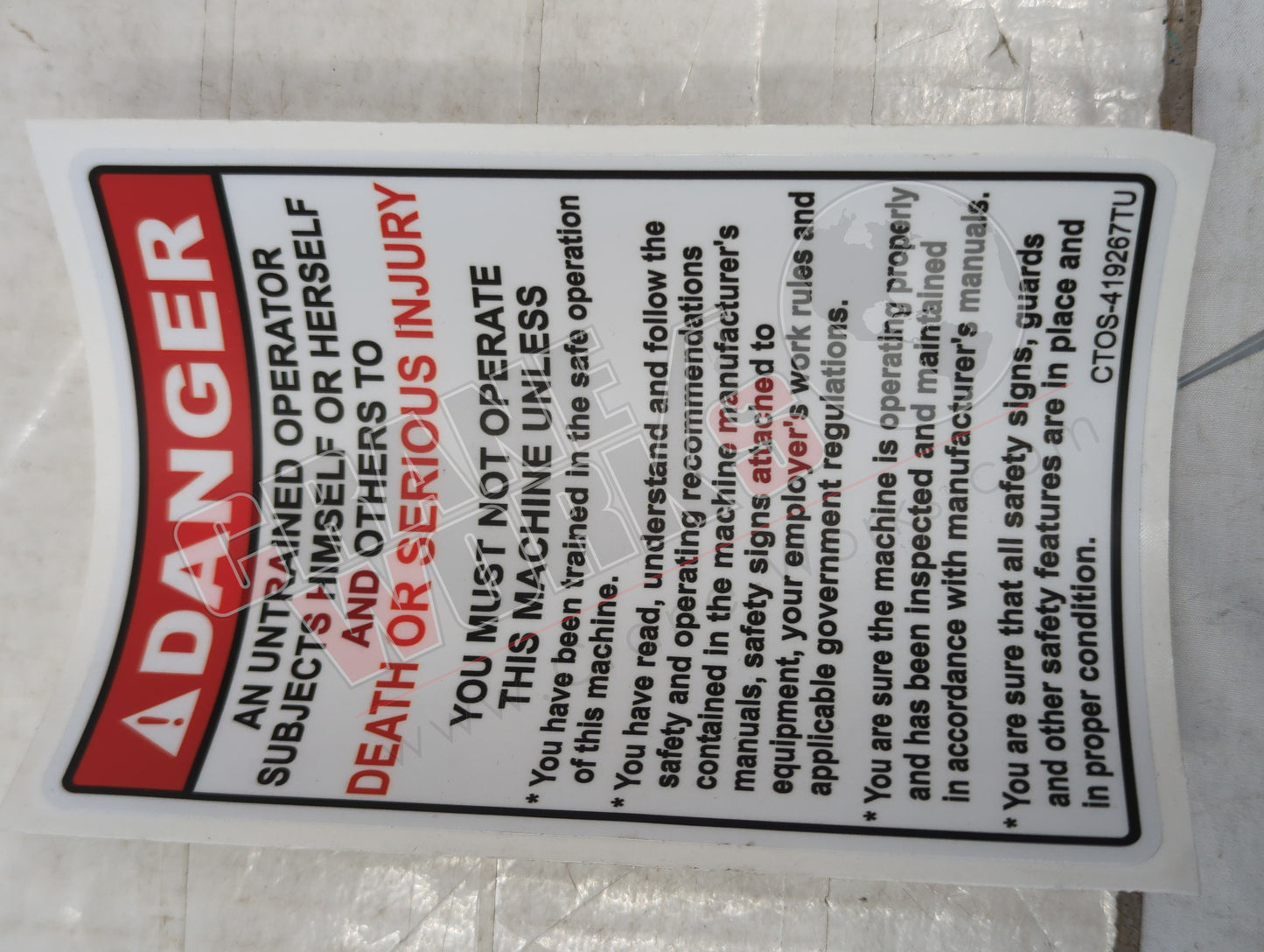 419267TU | New Decal Untrained Operator