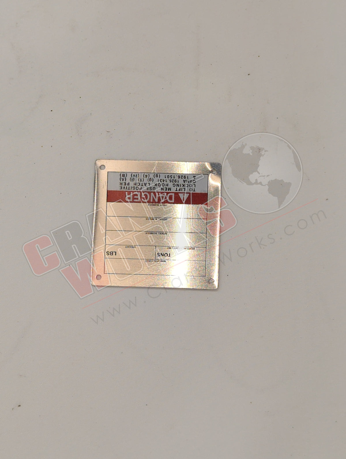 Block Tagging Numbers BLOCK TAG | New Load Block Type Plate – CraneWorks