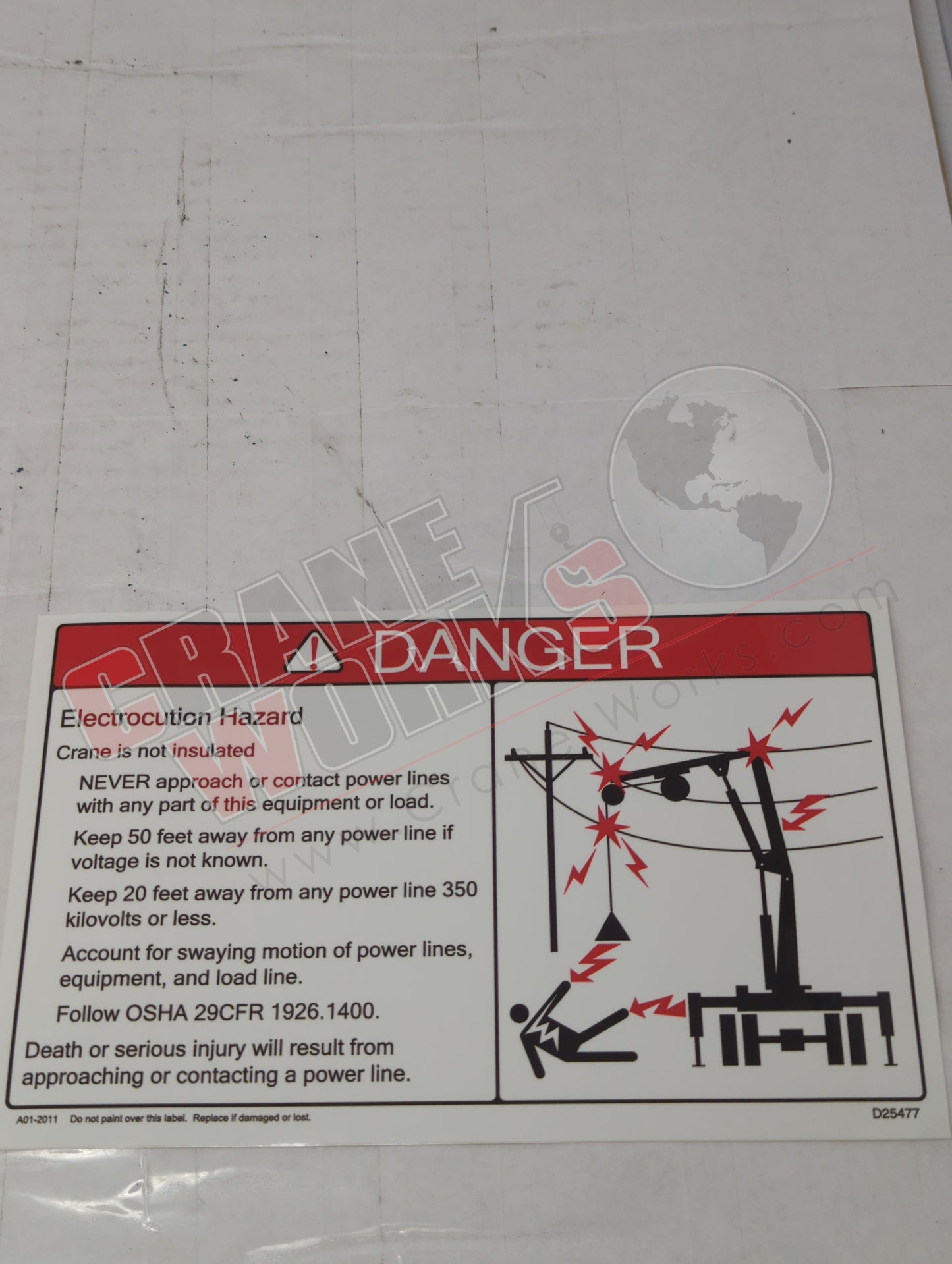 D23628 | New Crane Warning Decal Kit