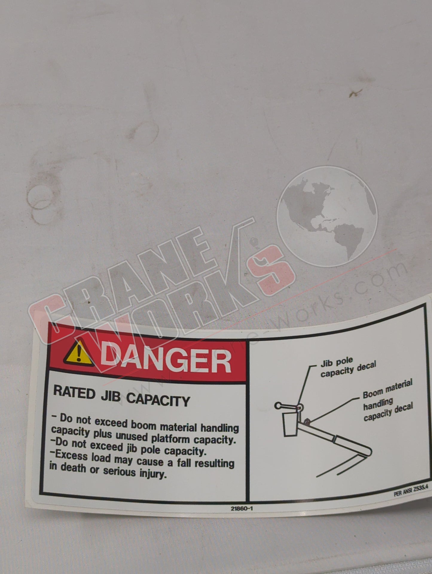 21860-1 | New Decal, Rated Jib Capacity