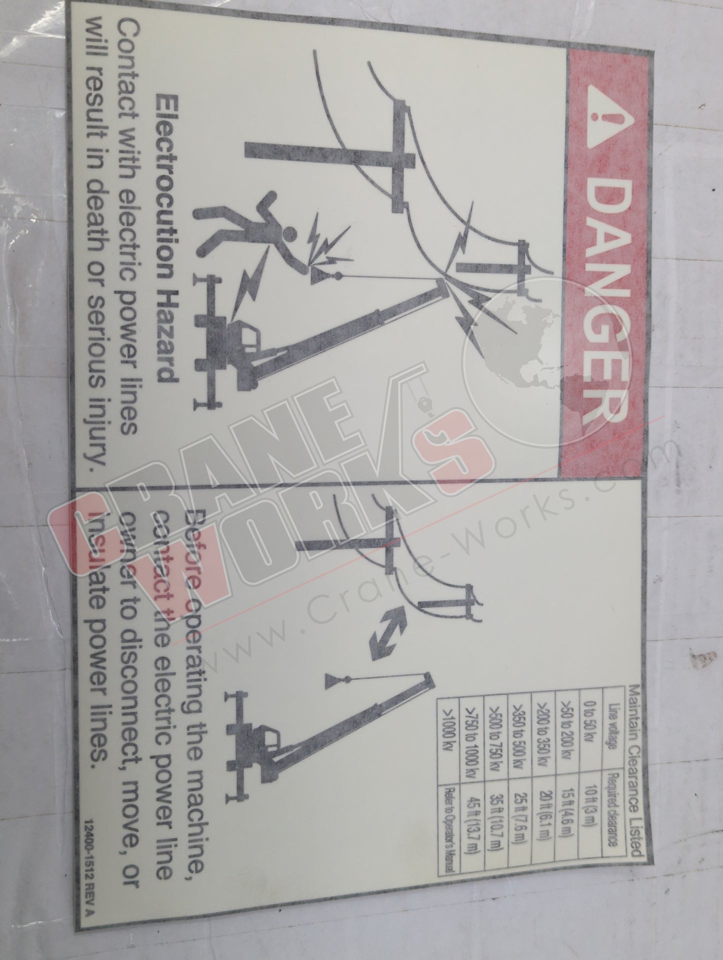 12400-1512 | New Decal, Electrocution Hazard