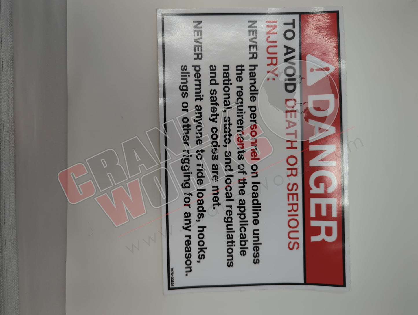 7376102824 | New Hoist Danger Decal