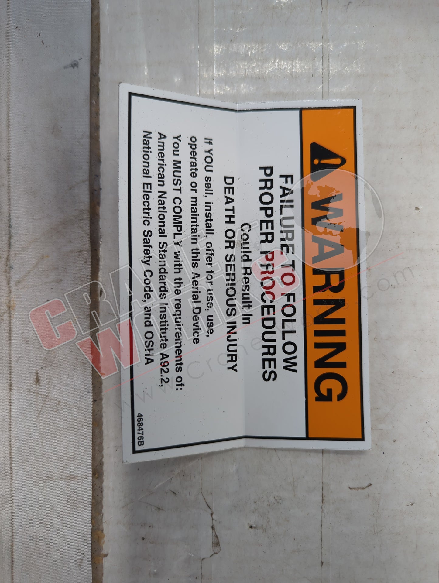 468476TU | New Decal-Ansi Warning