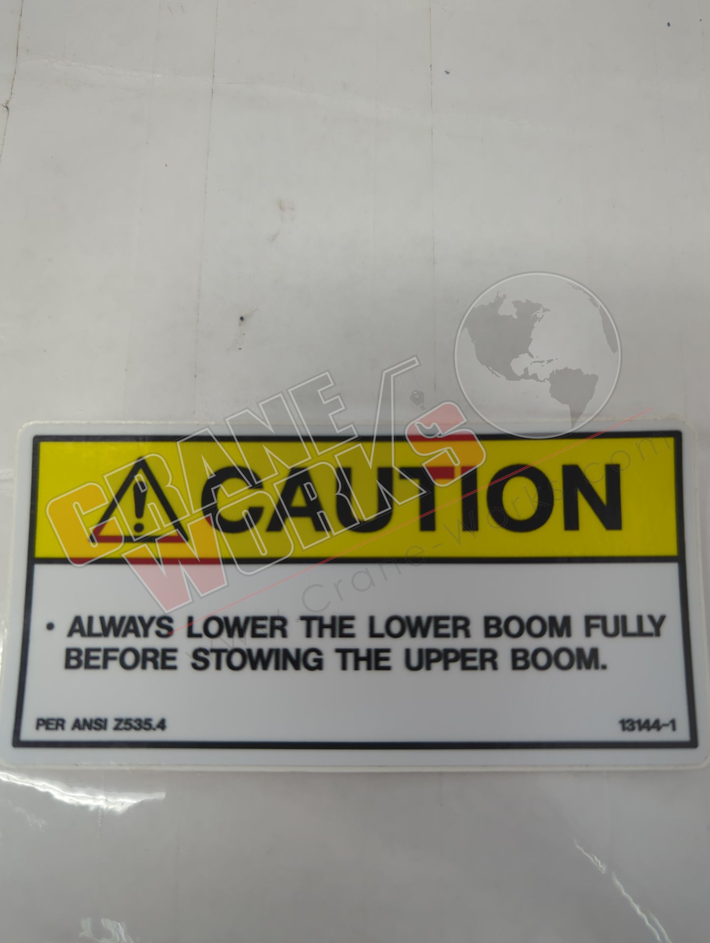 13144-1 | New Decal Caution Lowering Lower Boom