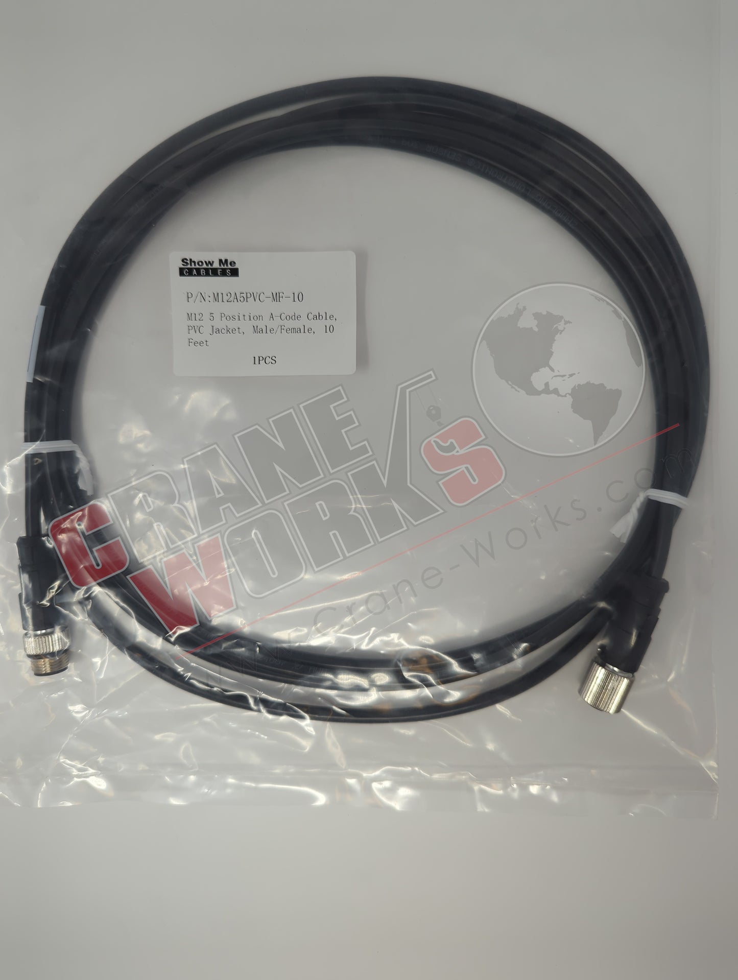 M12A5PVC-MF-10 | New M12 5 Position A-Code, Pvc Jacket, Male/Female, 10