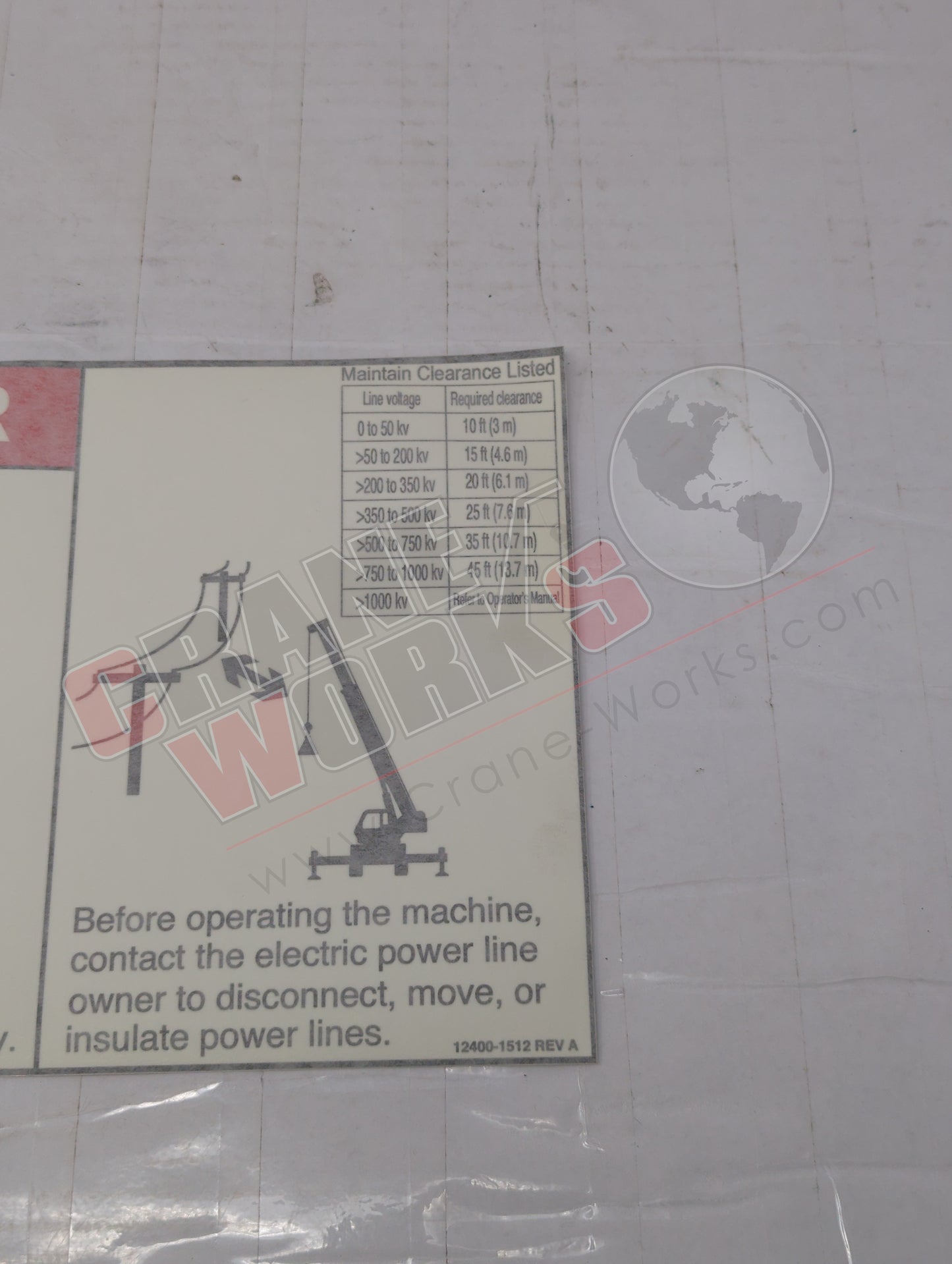 12400-1512 | New Decal, Electrocution Hazard