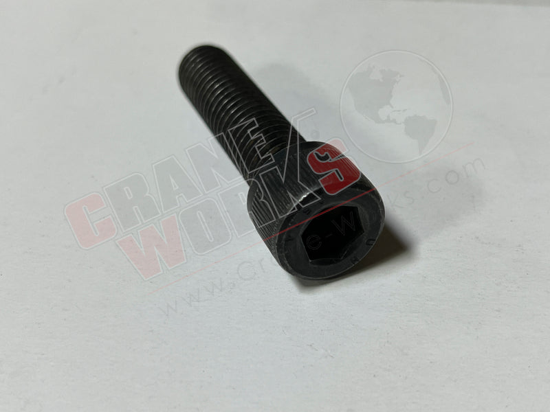 Picture of black, recessed hex driven, knurled head, threaded fastener, third angle.