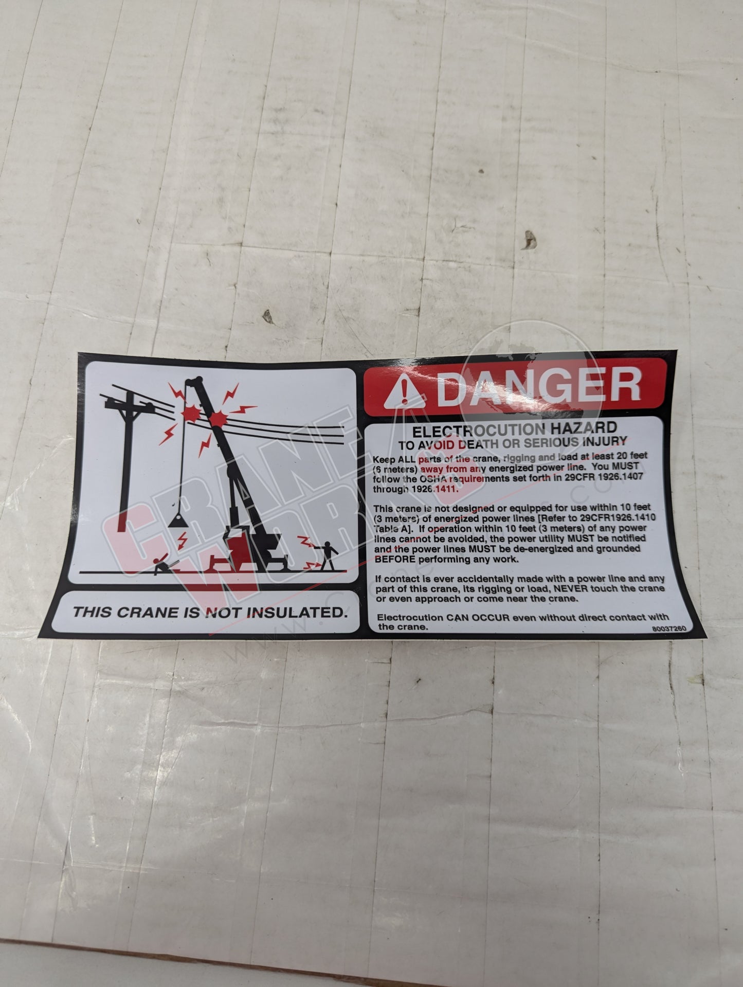 Picture of 80037260, a  New Danger Decal, angle 2.