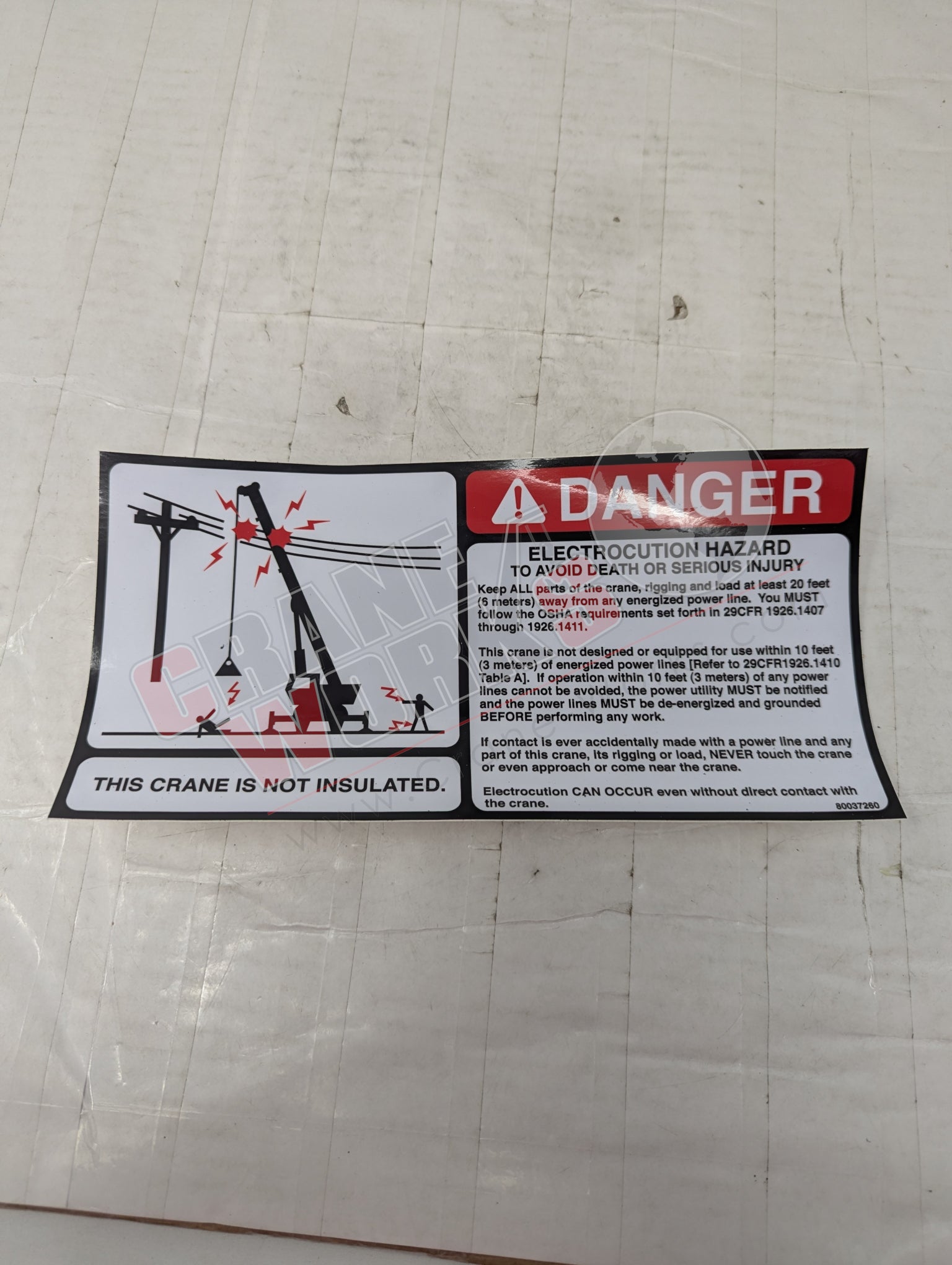 Picture of 80037260, a  New Danger Decal, angle 2.