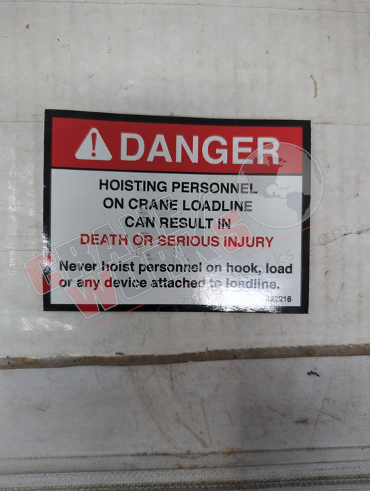 422216TU | New Warning Decal D/L