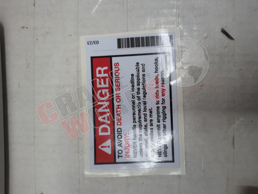 7376102822 | New Decal - Danger - Hoist