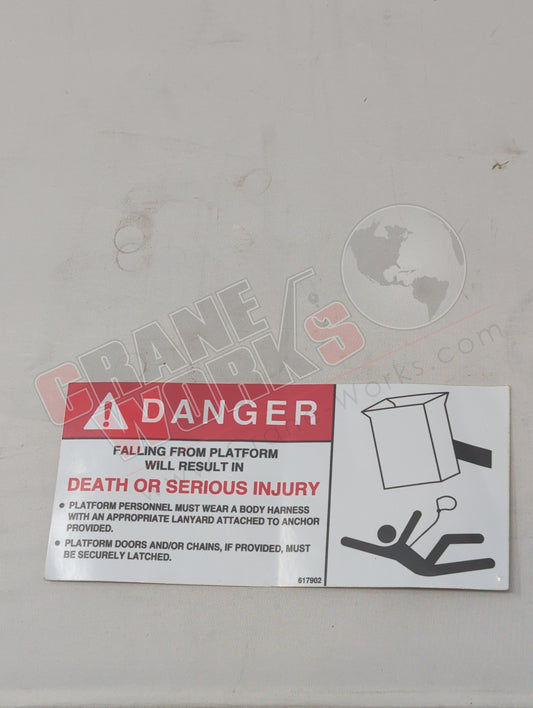 617902 | New Decal - Danger Falls Possible