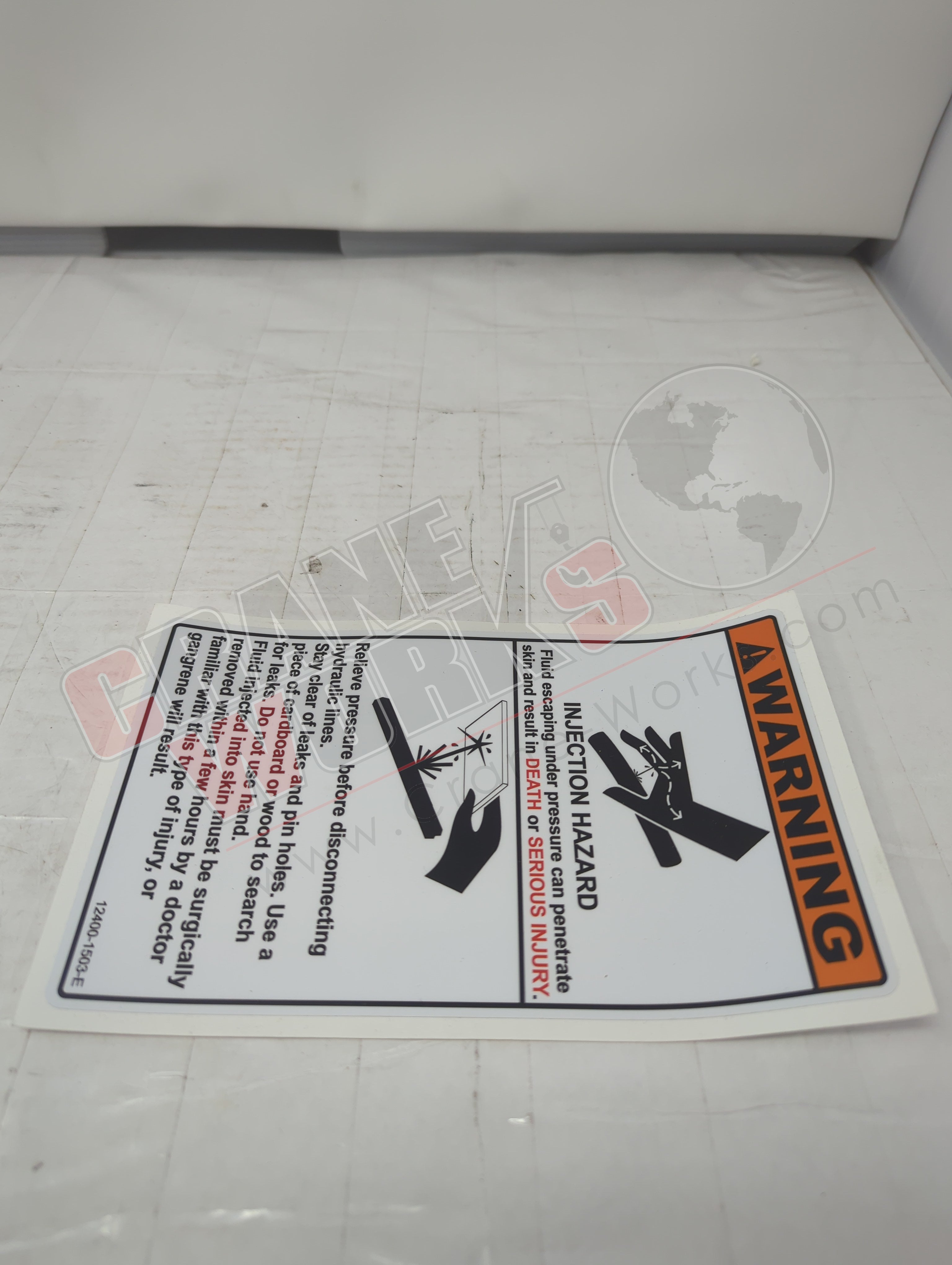 Mint Injection Sticker 12400-1503 | New Decal, Skin Injection Hazard – CraneWorks