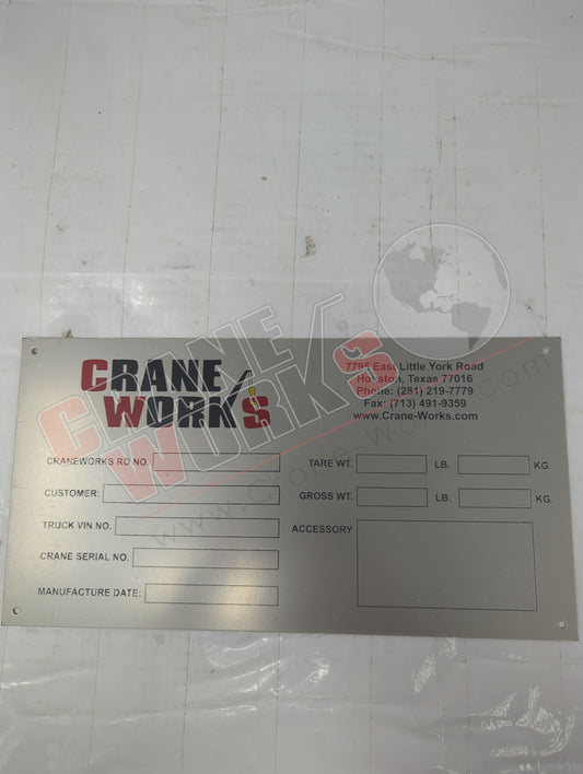9999-M | New Craneworks Vin Data Plate-#Cwh
