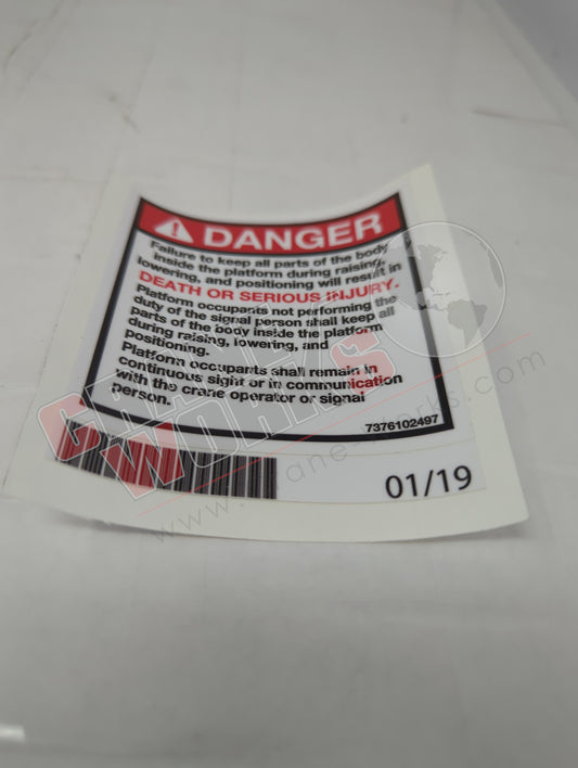 7376102497 | New Decal - Danger Basket Movement Haz