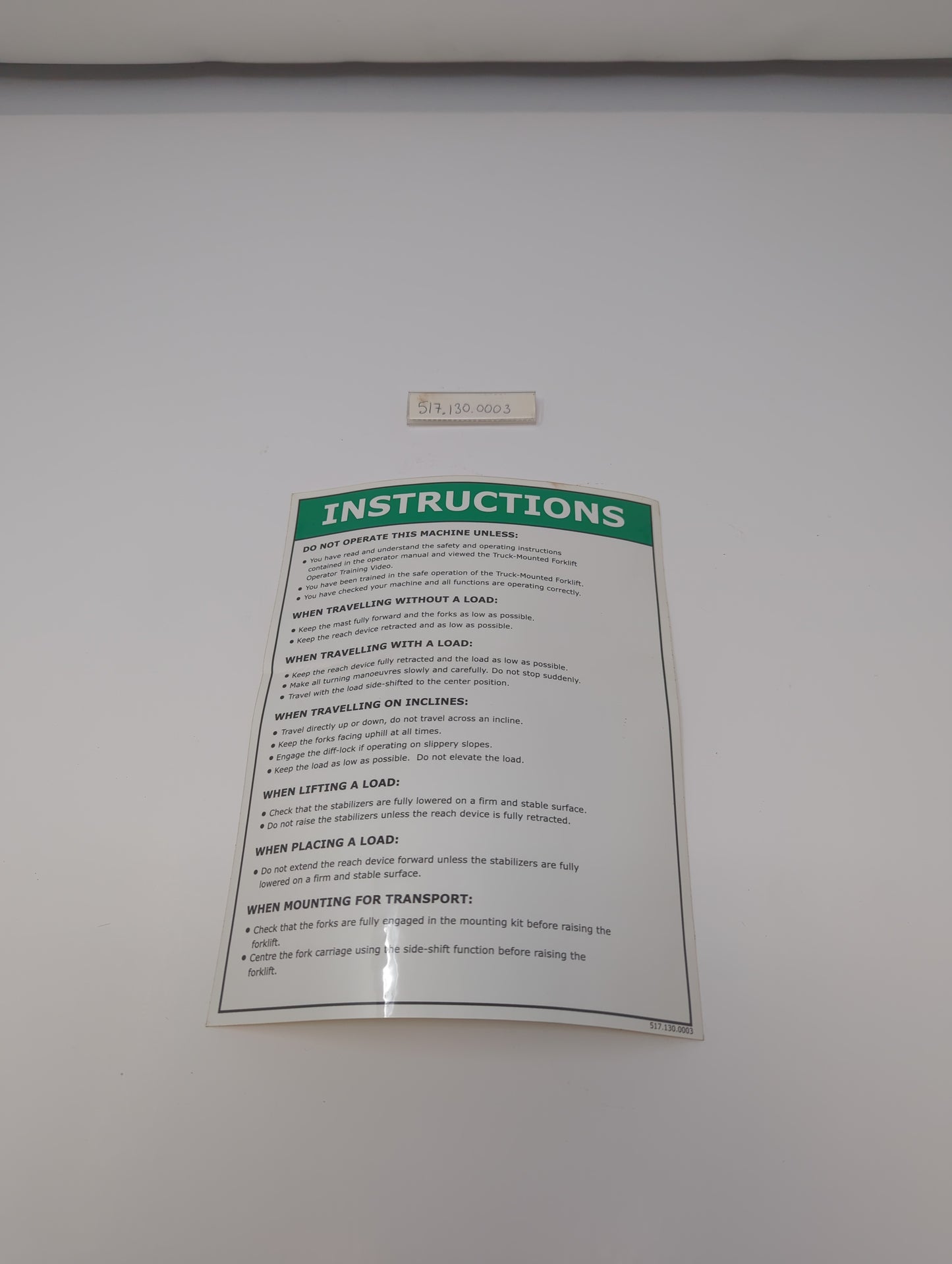 517.130.0003 | New Decal, Safe Operation