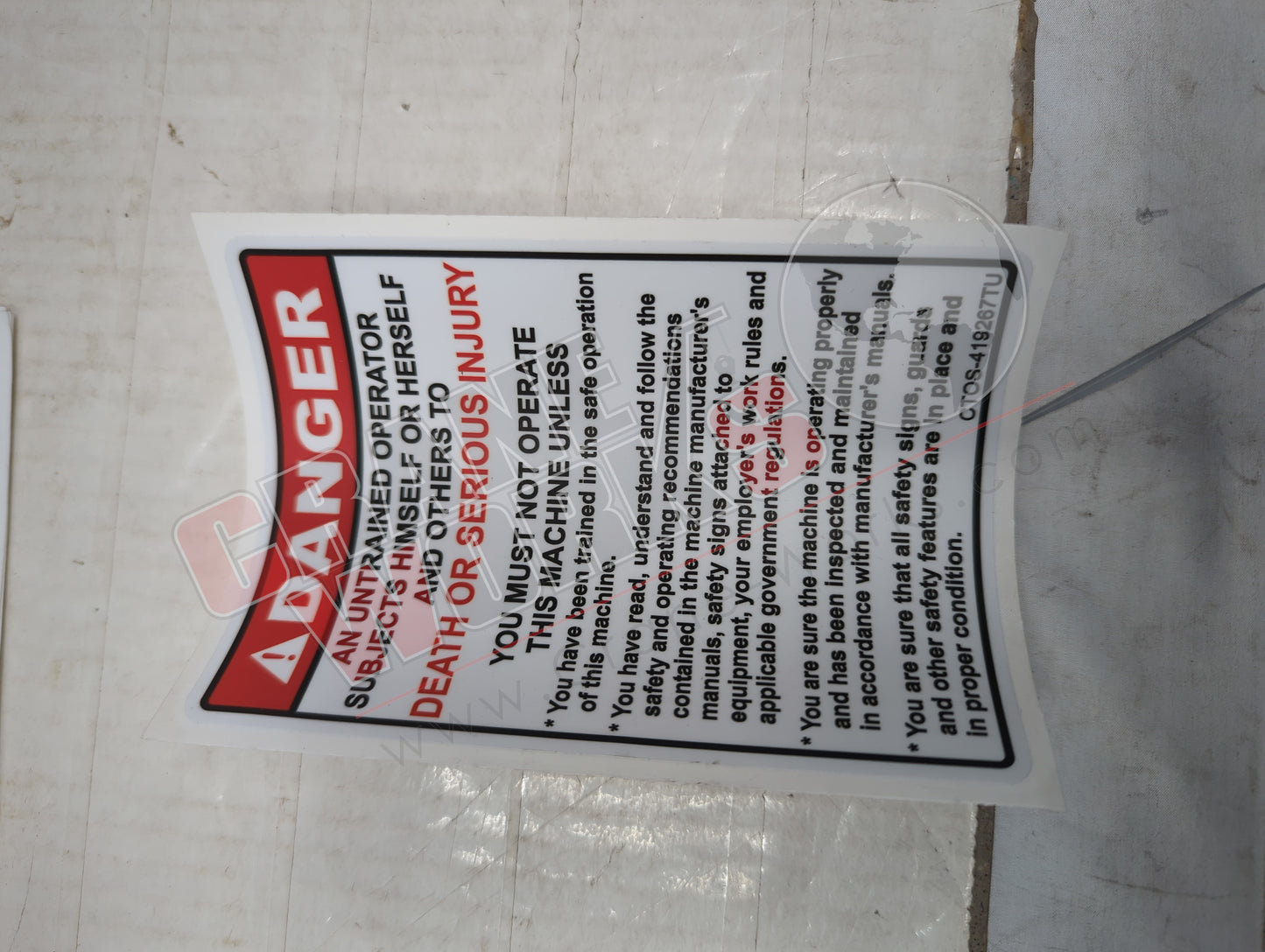 419267TU | New Decal Untrained Operator