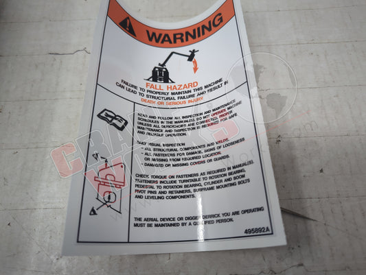 495892TU | New Decal Maintinance Warning