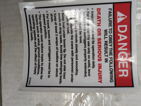 Picture of 875894, a  New Decal - Danger Failure To Obey.