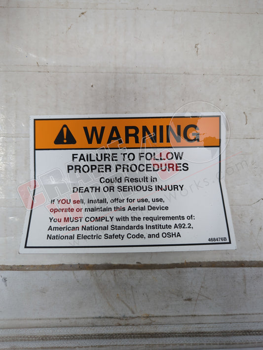 468476TU | New Decal-Ansi Warning
