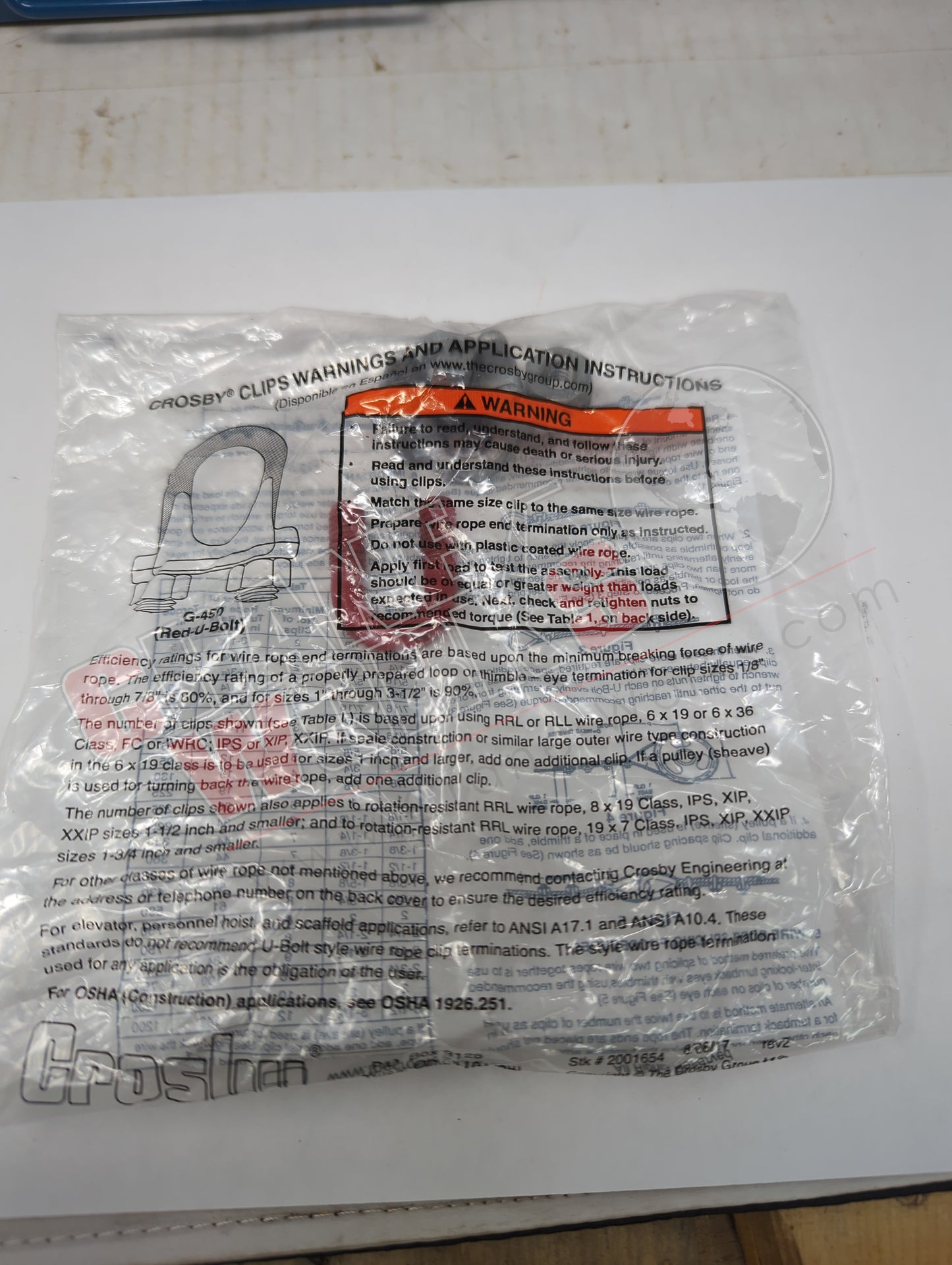 50422 | New Wire Rope Clips #1/4" Crosby Type (3702)