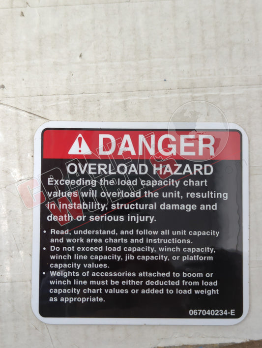 067040234 | New Overload Hazard Danger Decal