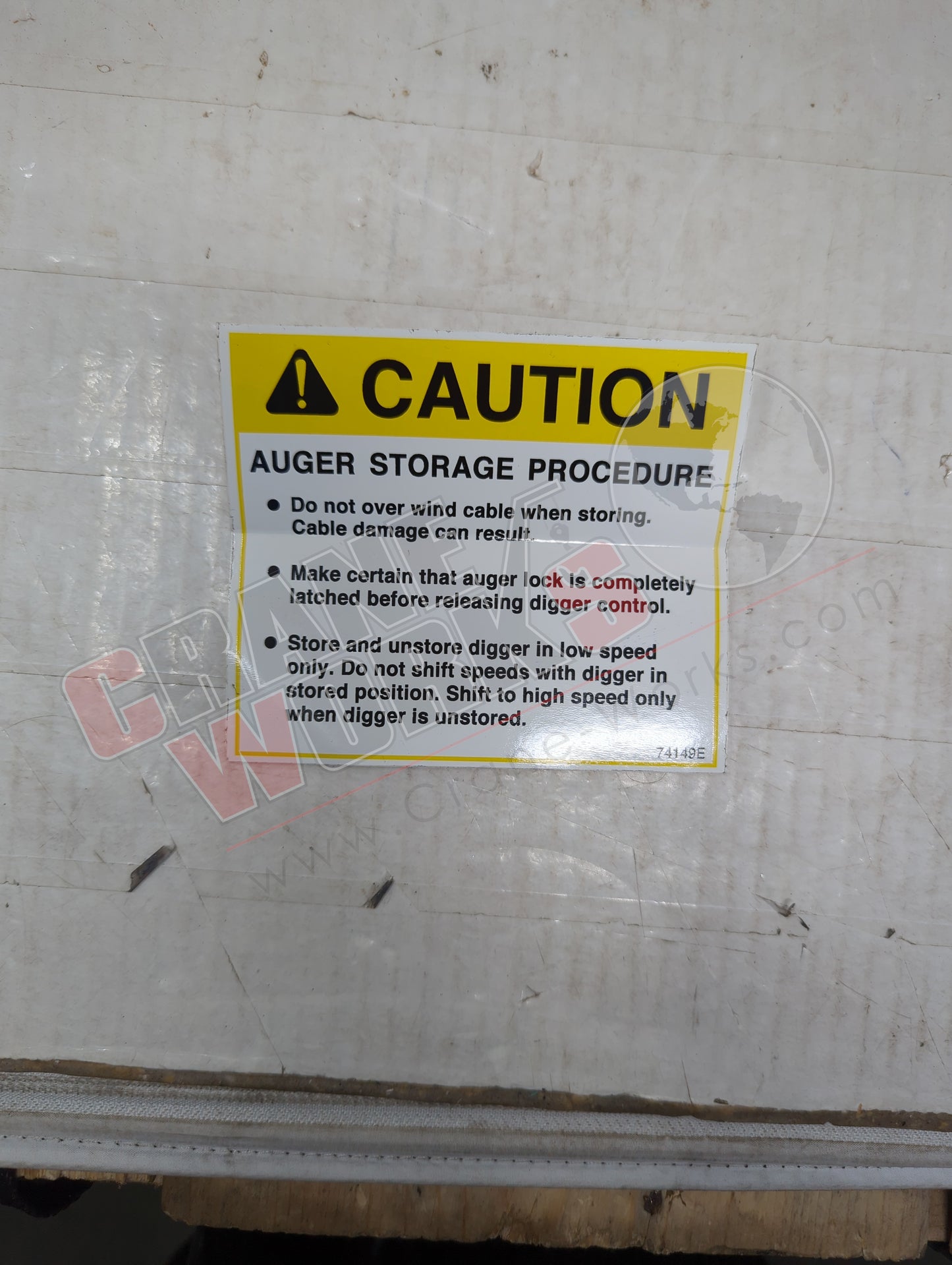 Picture of 74149TU, a  New Decal Caution (Auger Storage).