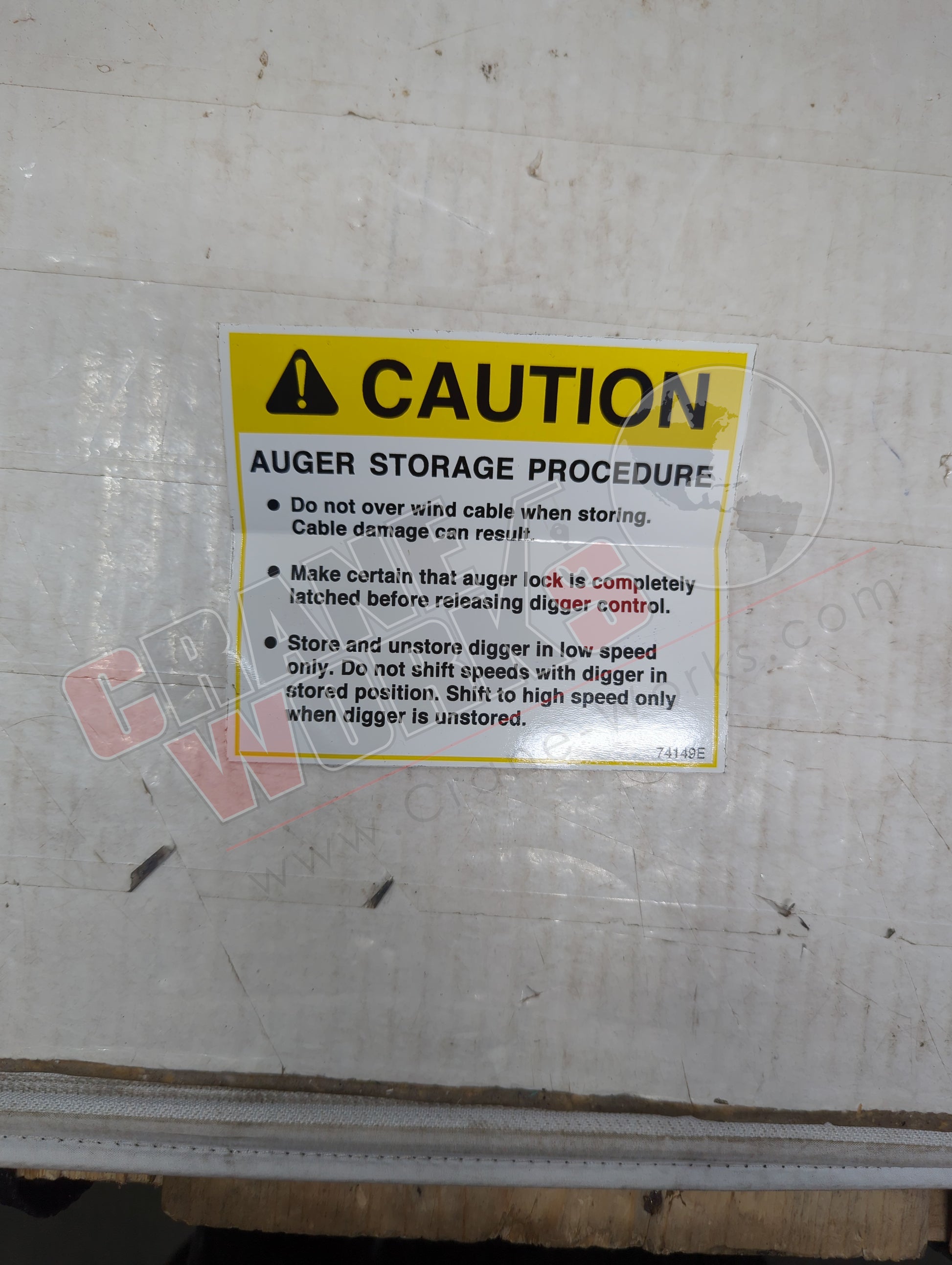 Picture of 74149TU, a  New Decal Caution (Auger Storage).