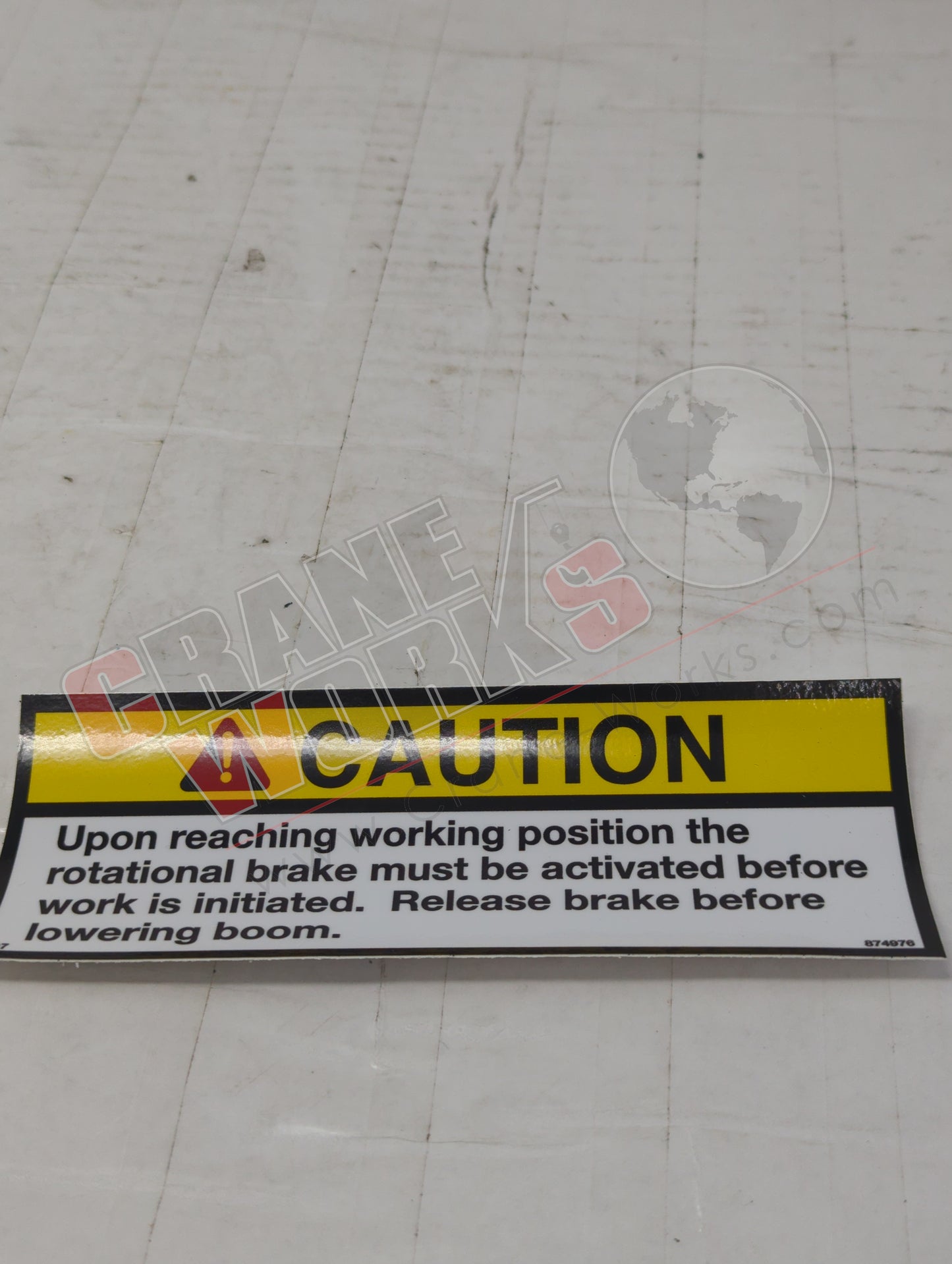 874976 | New Decal - Caution Rot Brake