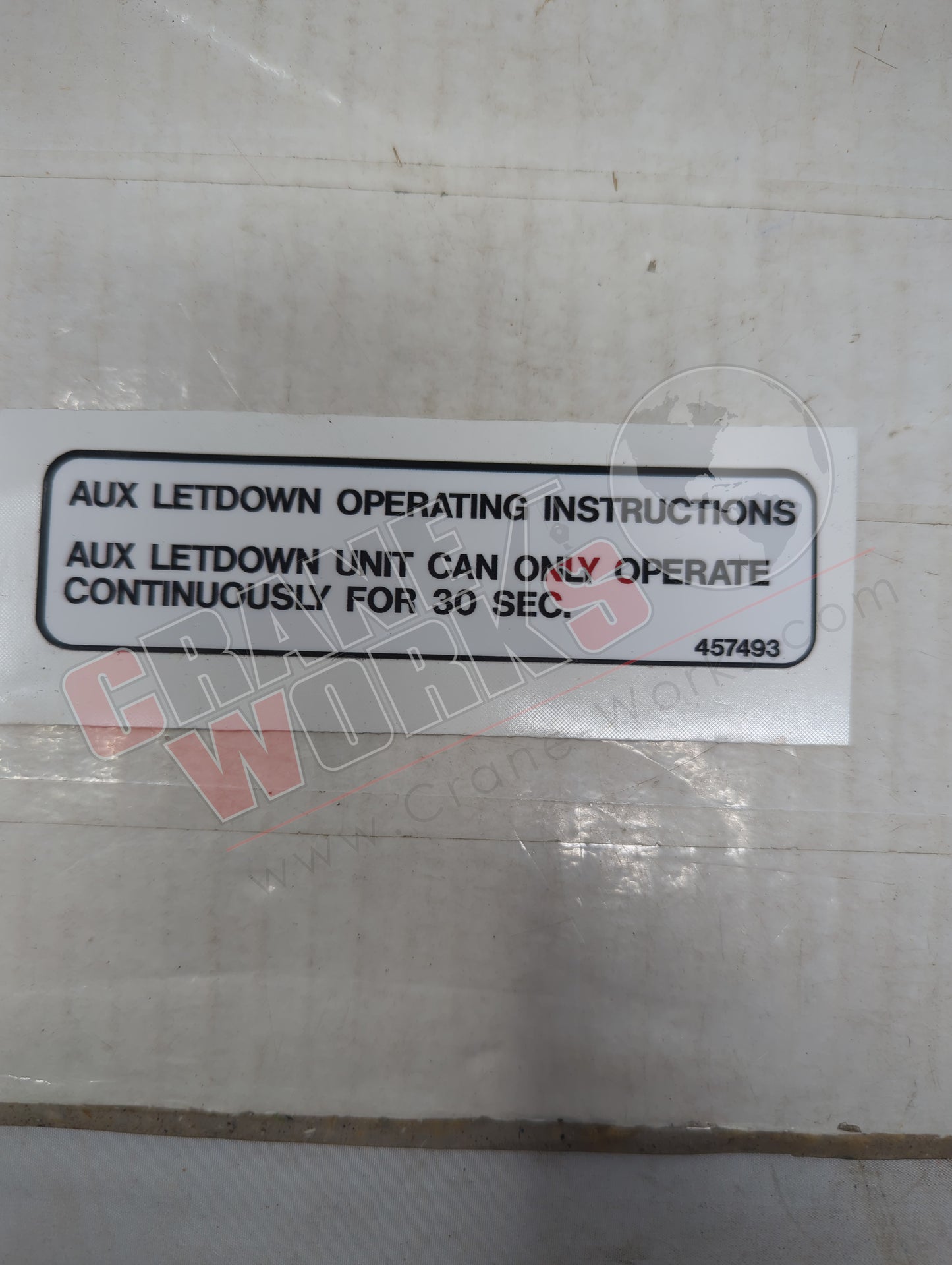 457493TU | New Decal Aux Letdown Inst