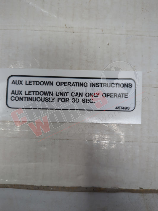 457493TU | New Decal Aux Letdown Inst