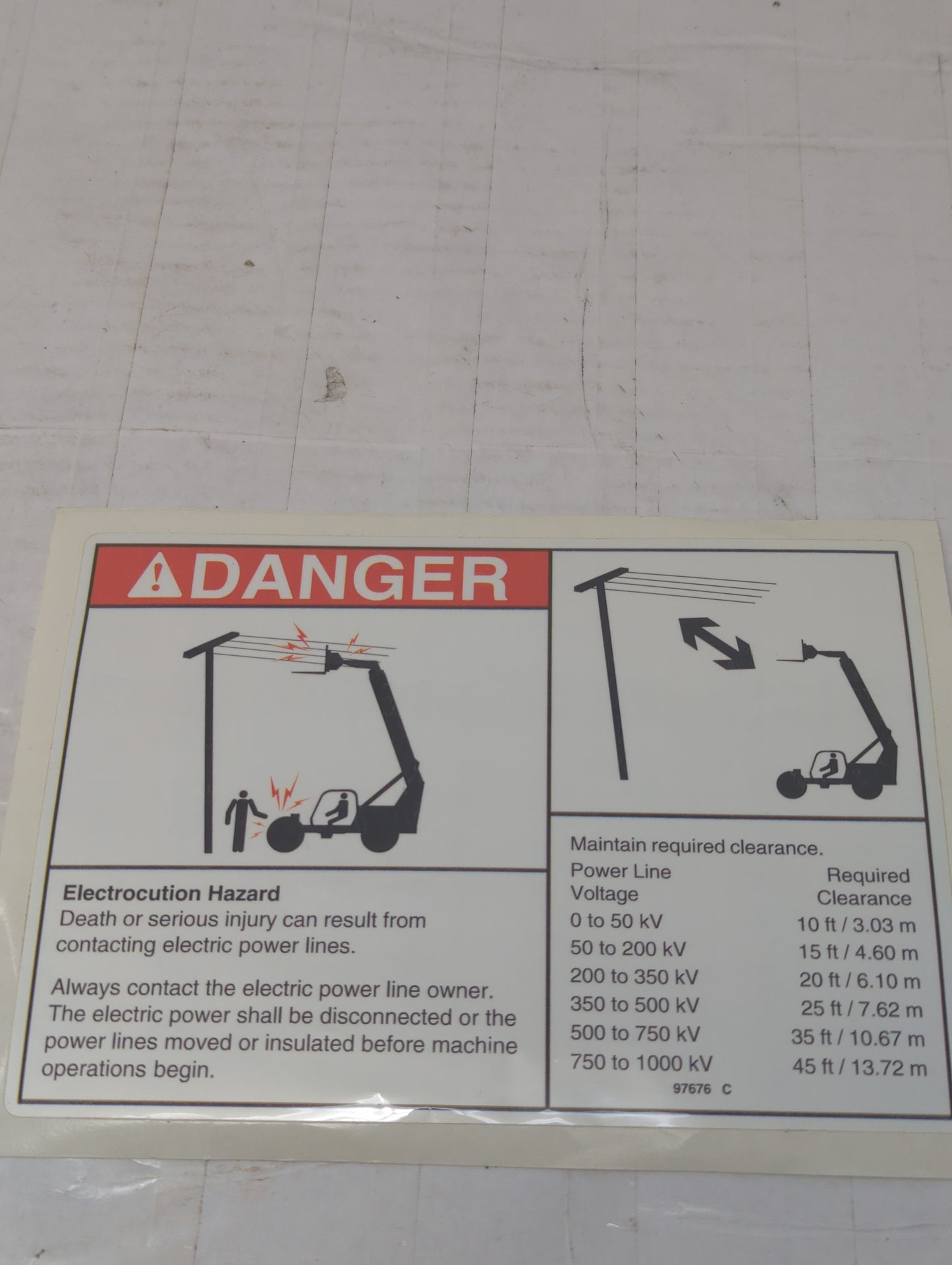 97676 | New Decal, Danger, Elec Hazard