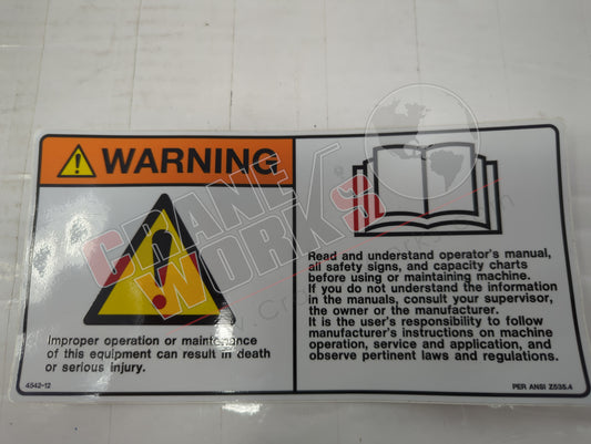 Picture of 4542-12, a  New Decal; Danger Qualified Operator.