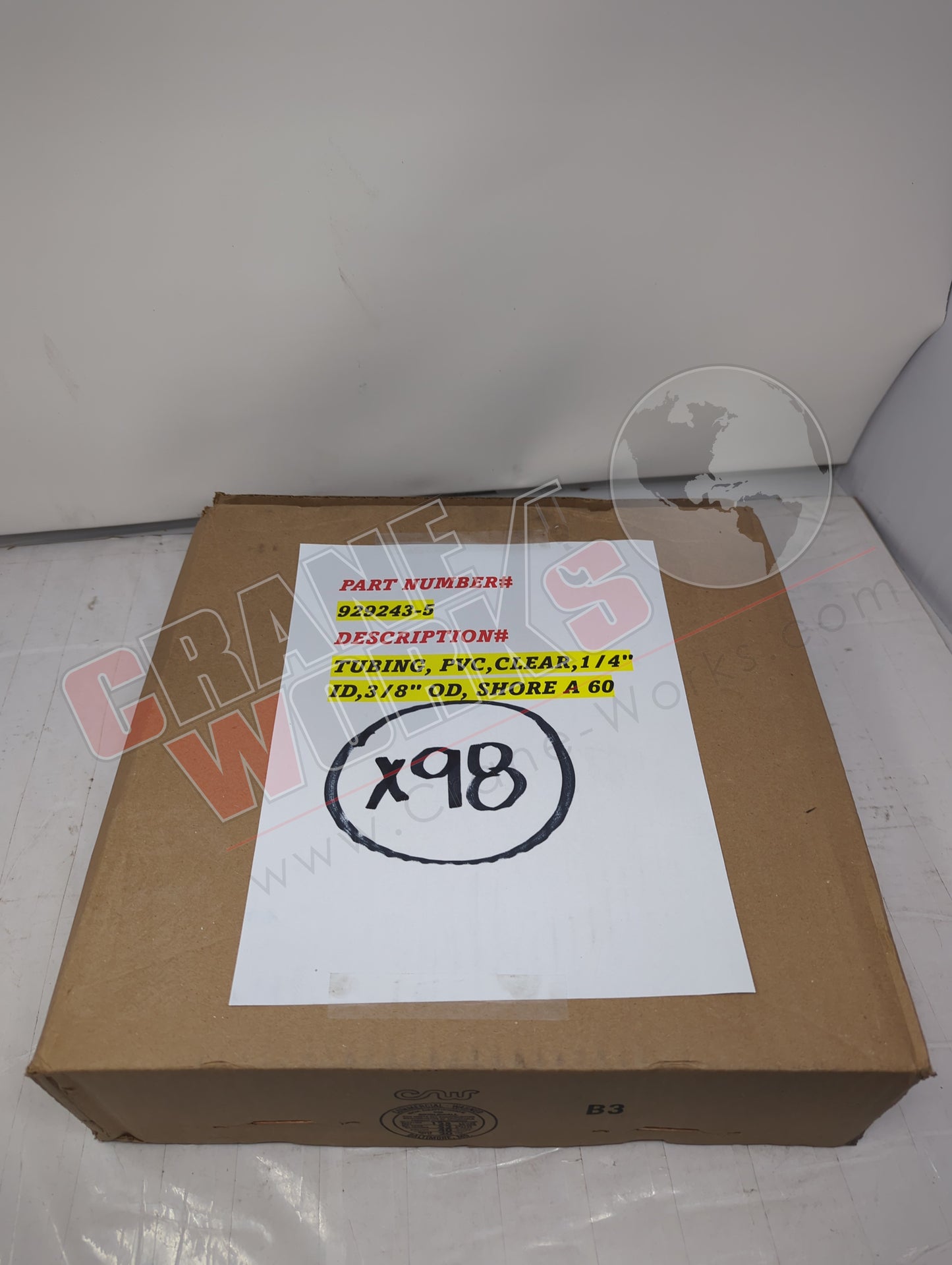 929243-5 | New Tubing,Pvc,Clear,1/4" Id,3/8" Od, Shore A 60