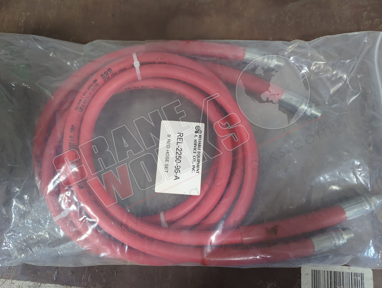 2250-96-A | New Hose Set, 8' Red W-3/8